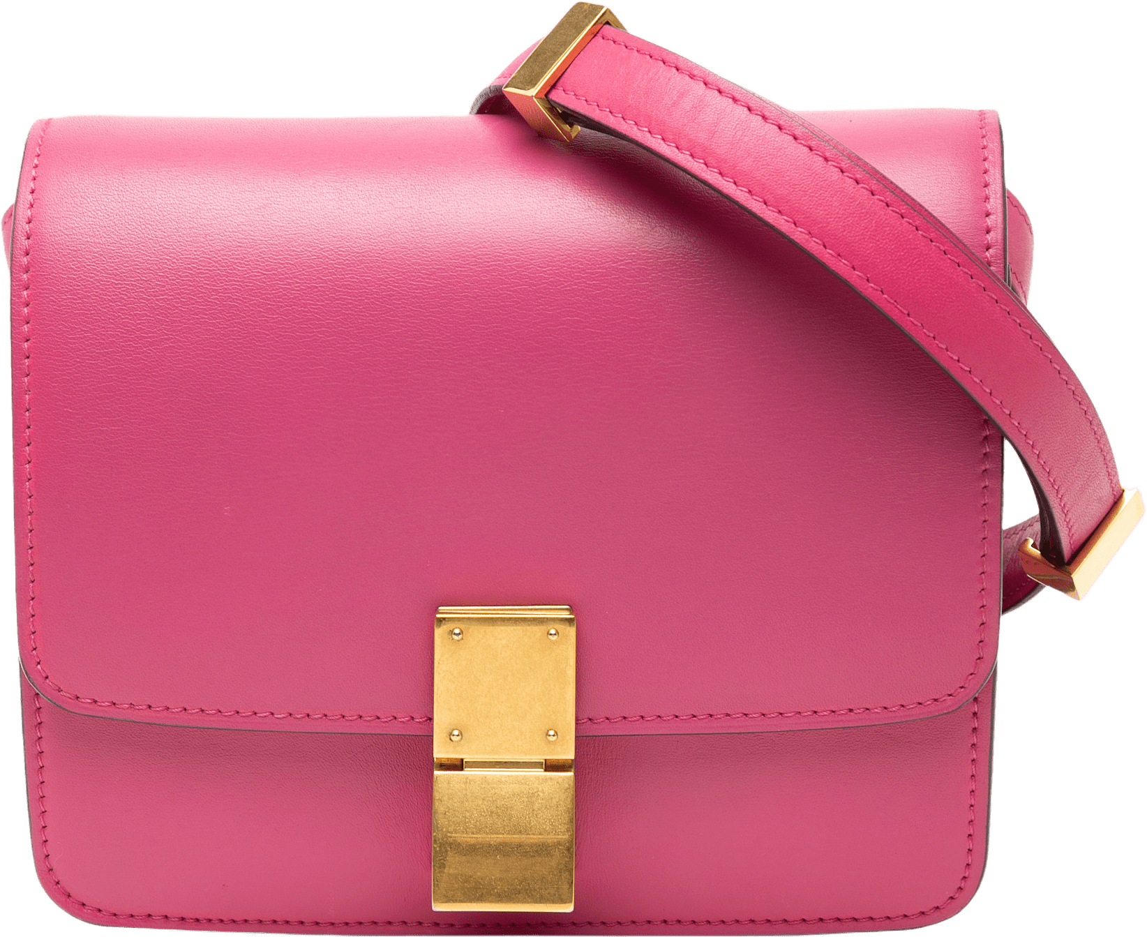 Celine Small Calfskin Classic Box, från Luxclusif, i färgen dark pink.