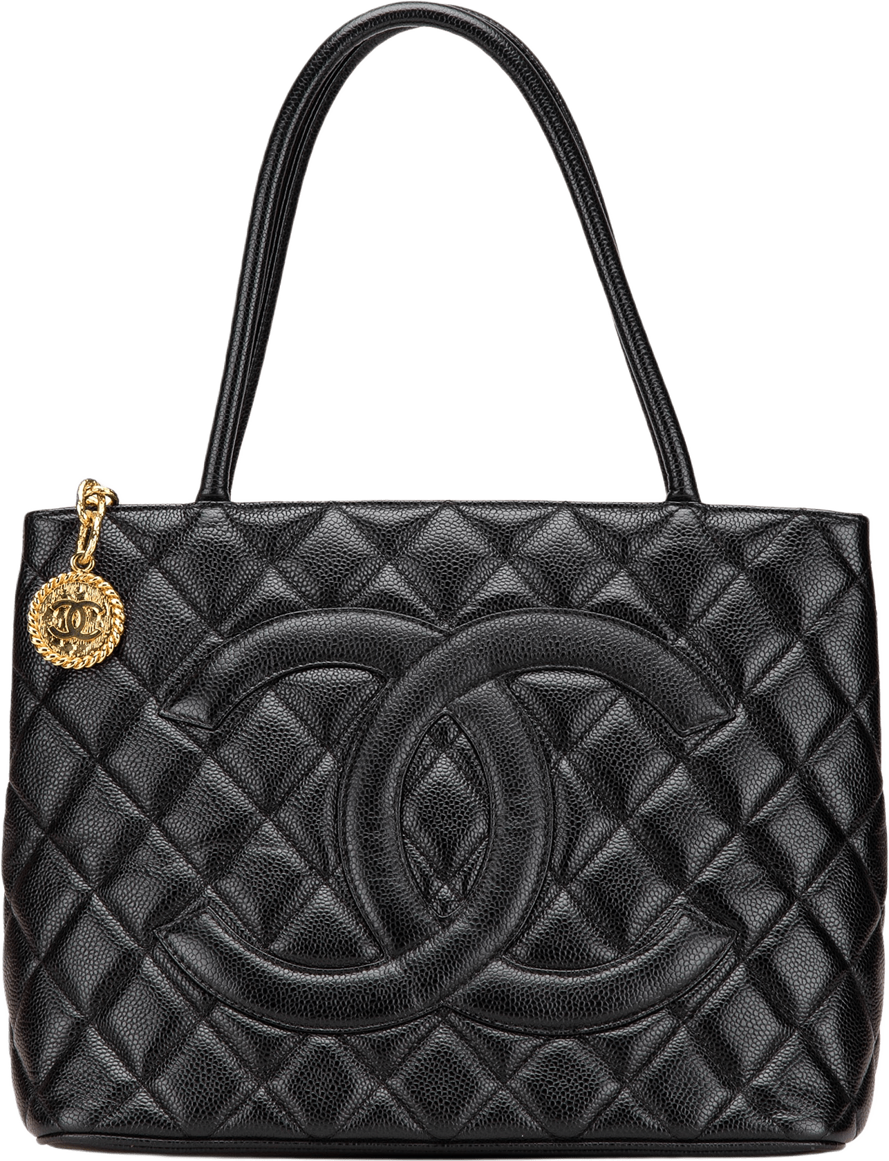 Chanel Caviar Medallion Tote, från Luxclusif, i färgen black.