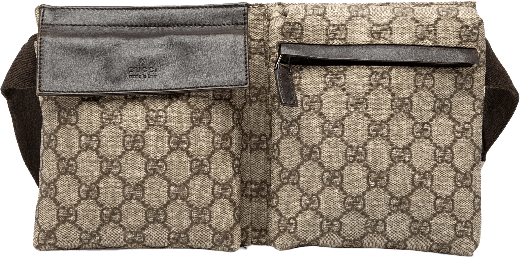 Gucci Gg Supreme Double Pocket Belt Bag, från Luxclusif, i färgen beige.