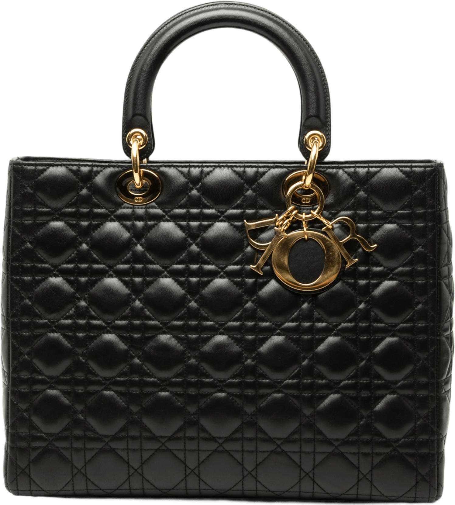 Dior Large Lambskin Cannage Lady Dior, från Luxclusif, i färgen black.