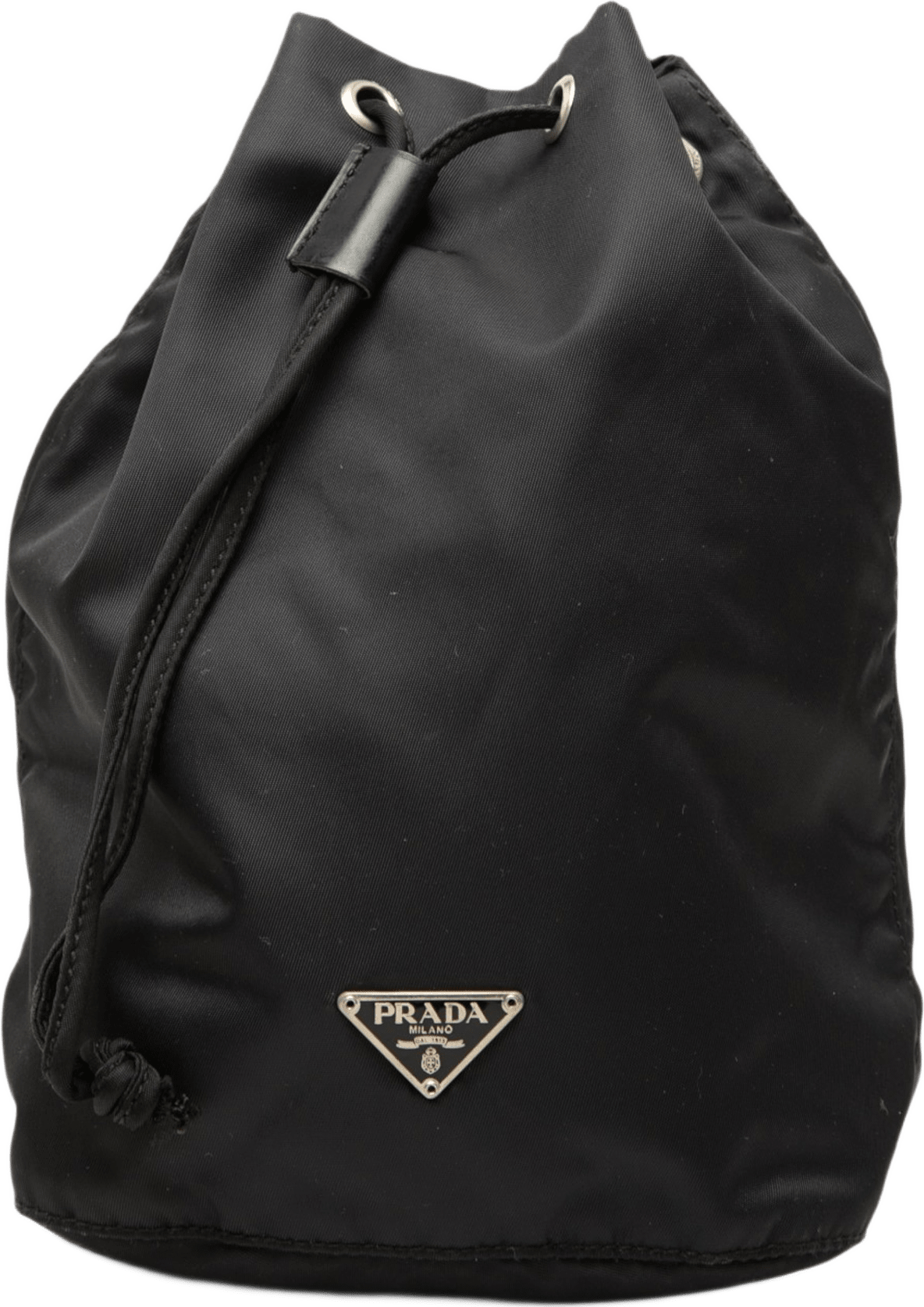 Prada Tessuto Drawstring Pouch, från Luxclusif, i färgen black.