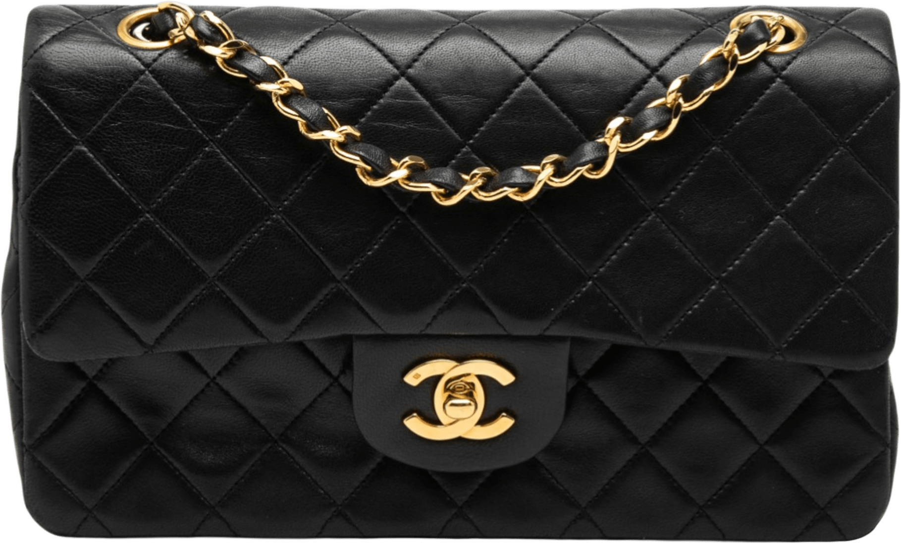 Chanel Small Classic Lambskin Double Flap, från Luxclusif, i färgen black.