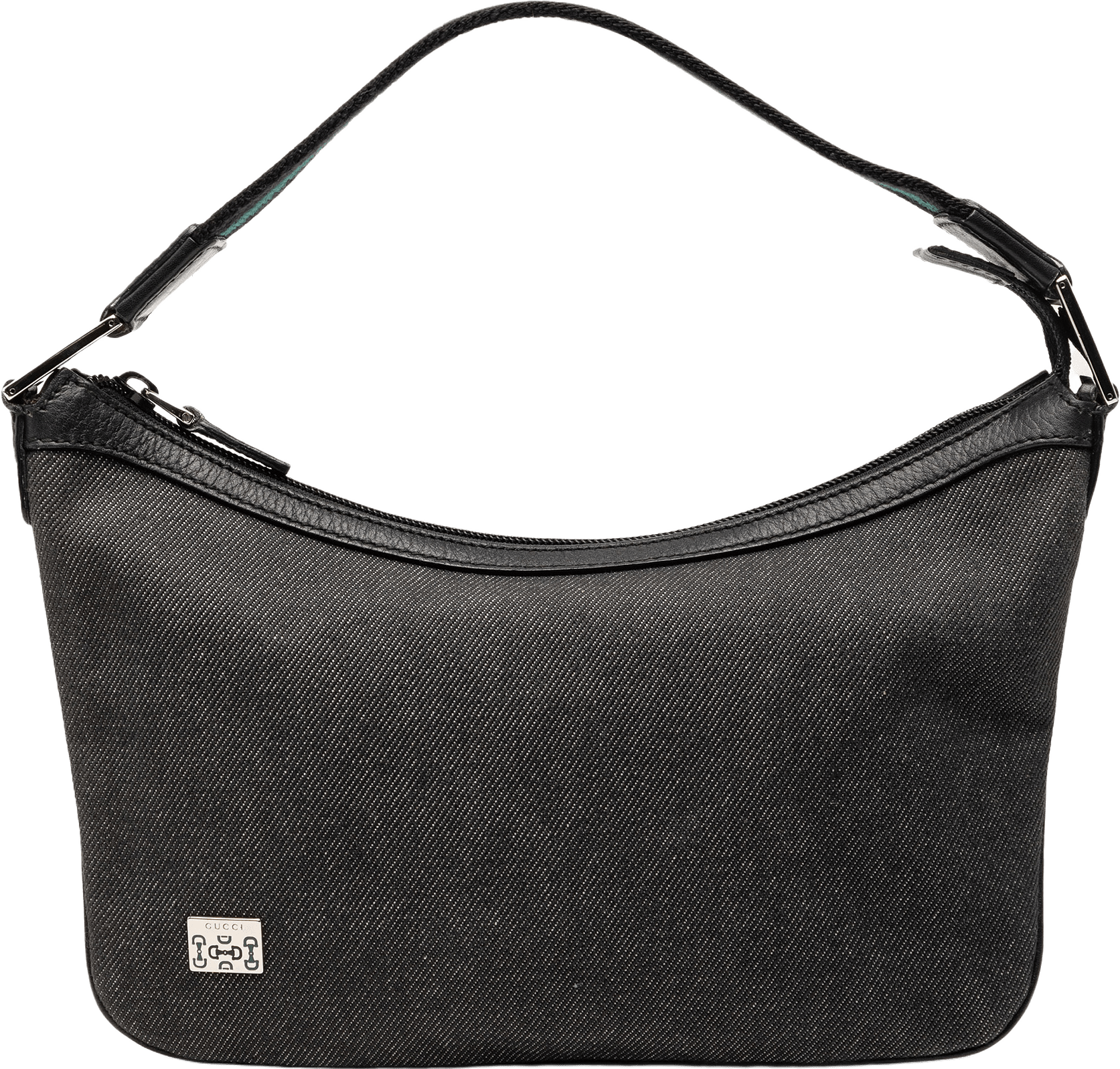 Gucci Denim Web Shoulder Bag, från Luxclusif, i färgen black.