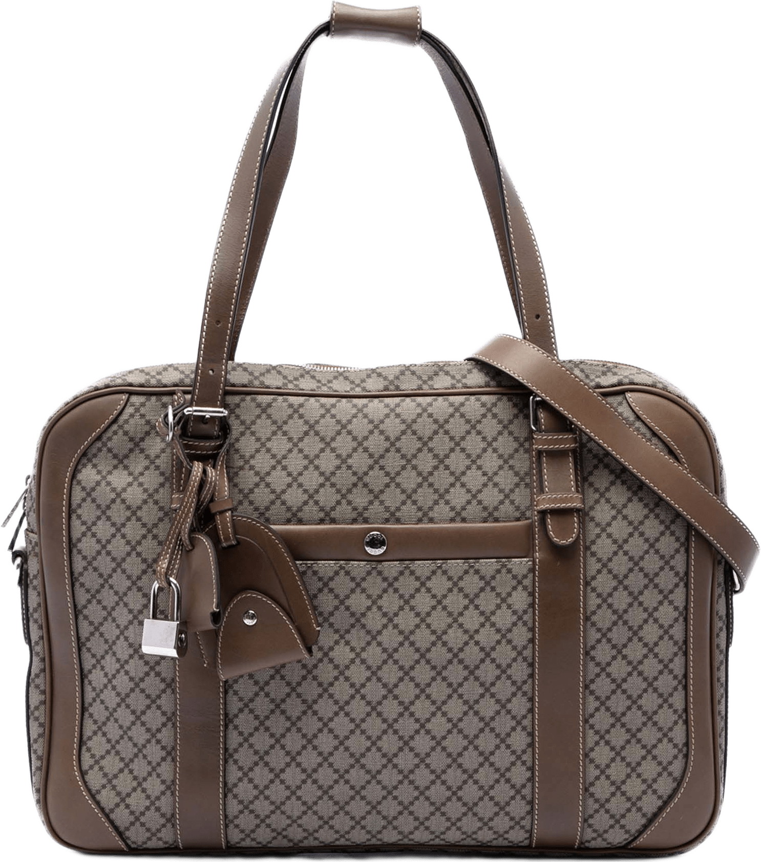 Gucci Diamante Coated Canvas Business Bag, från Luxclusif, i färgen beige.