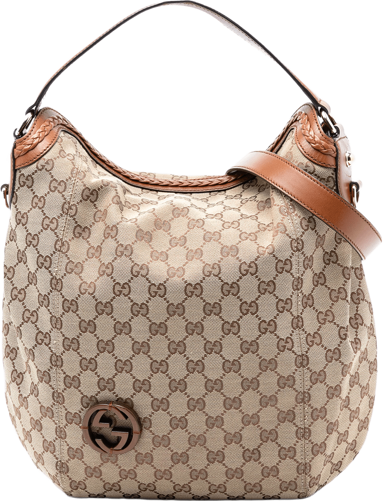 Gucci Medium Gg Canvas Brick Lane Convertible Hobo, från Luxclusif, i färgen beige.