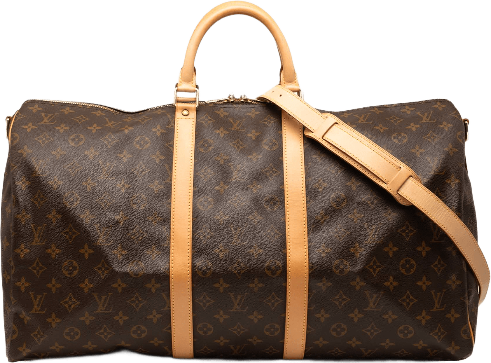 Louis Vuitton Monogram Keepall Bandouliere 50, från Luxclusif, i färgen brun.