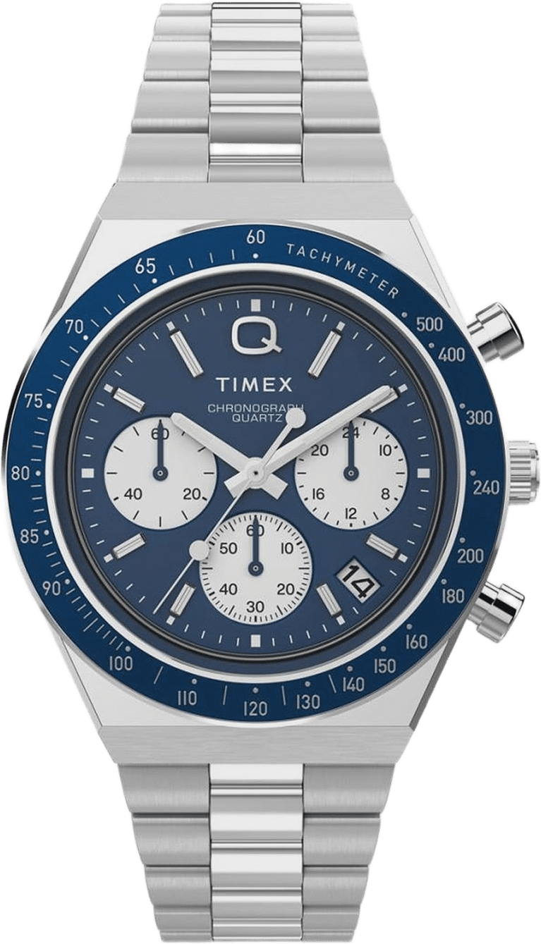 Timex Q Chronograph Herr, Blå/stål, Metallband - Tw2w51600, från Timex, i färgen 1.