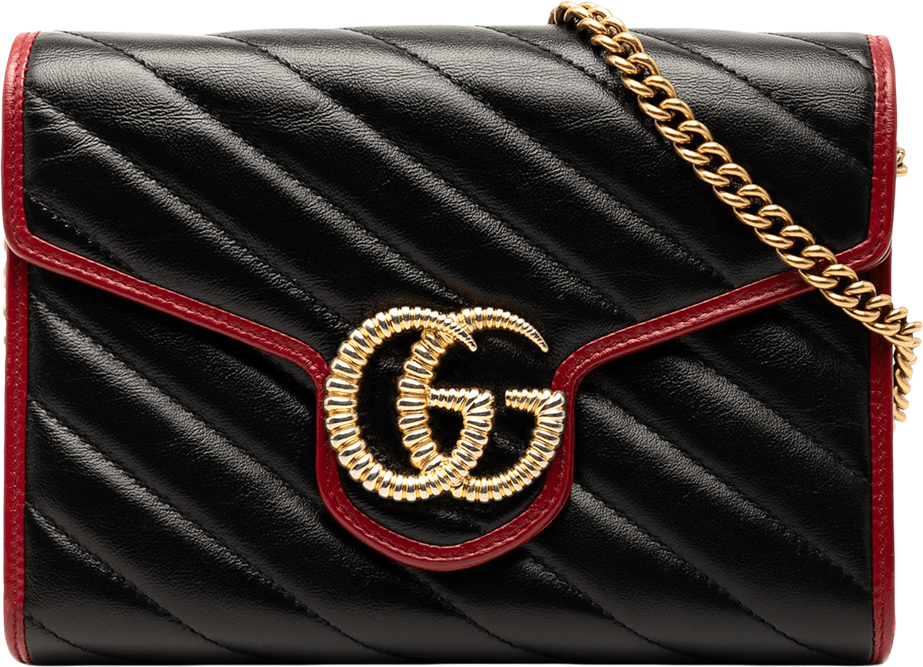 Gucci Gg Marmont Matelasse Leather Torchon Wallet On Chain, från Luxclusif, i färgen black.