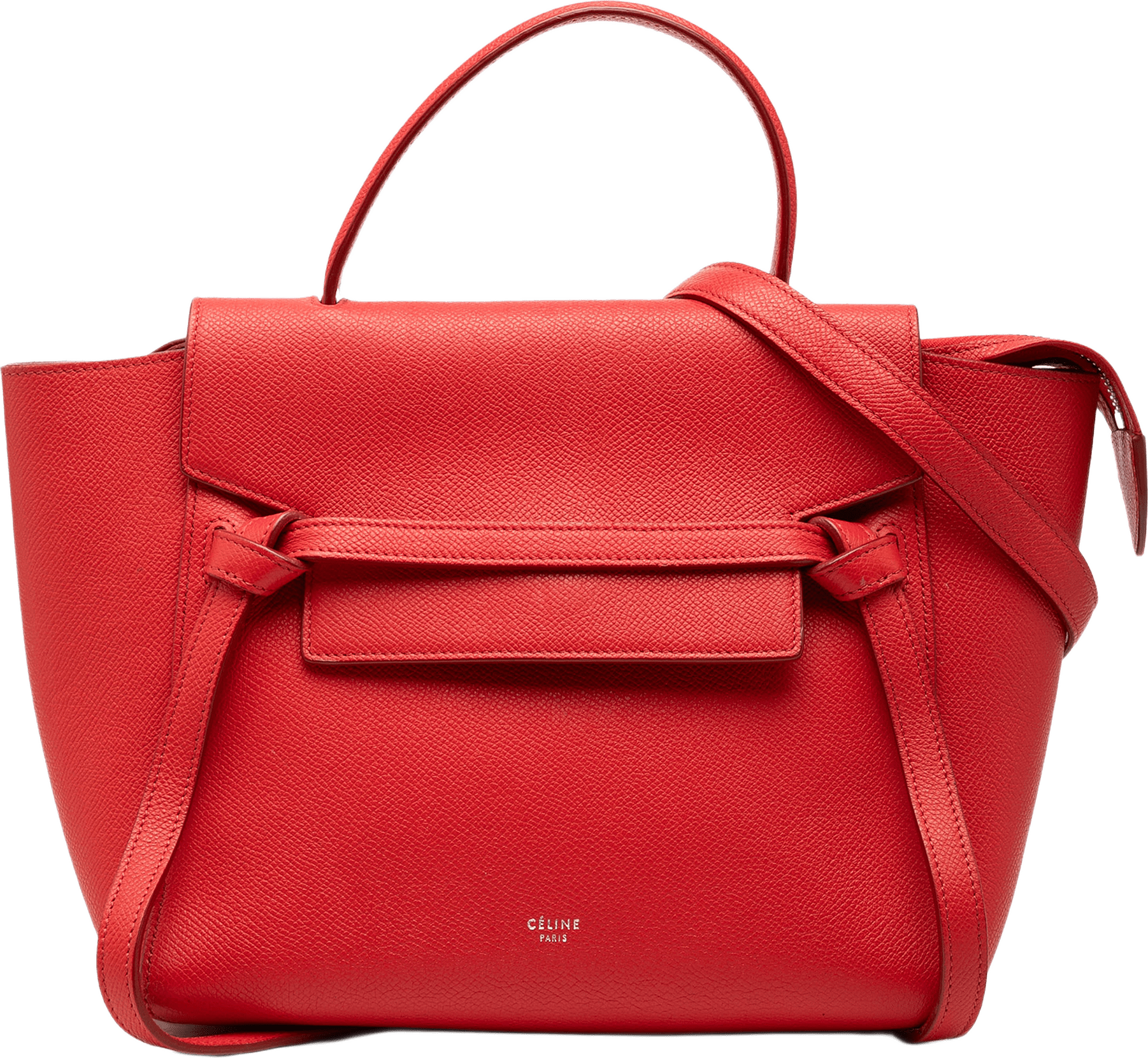 Celine Micro Grained Calfskin Belt Bag, från Luxclusif, i färgen red.