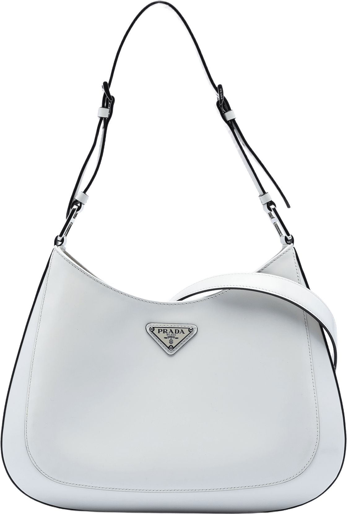 Prada Spazzolato Cleo Shoulder Bag, från Luxclusif, i färgen white.