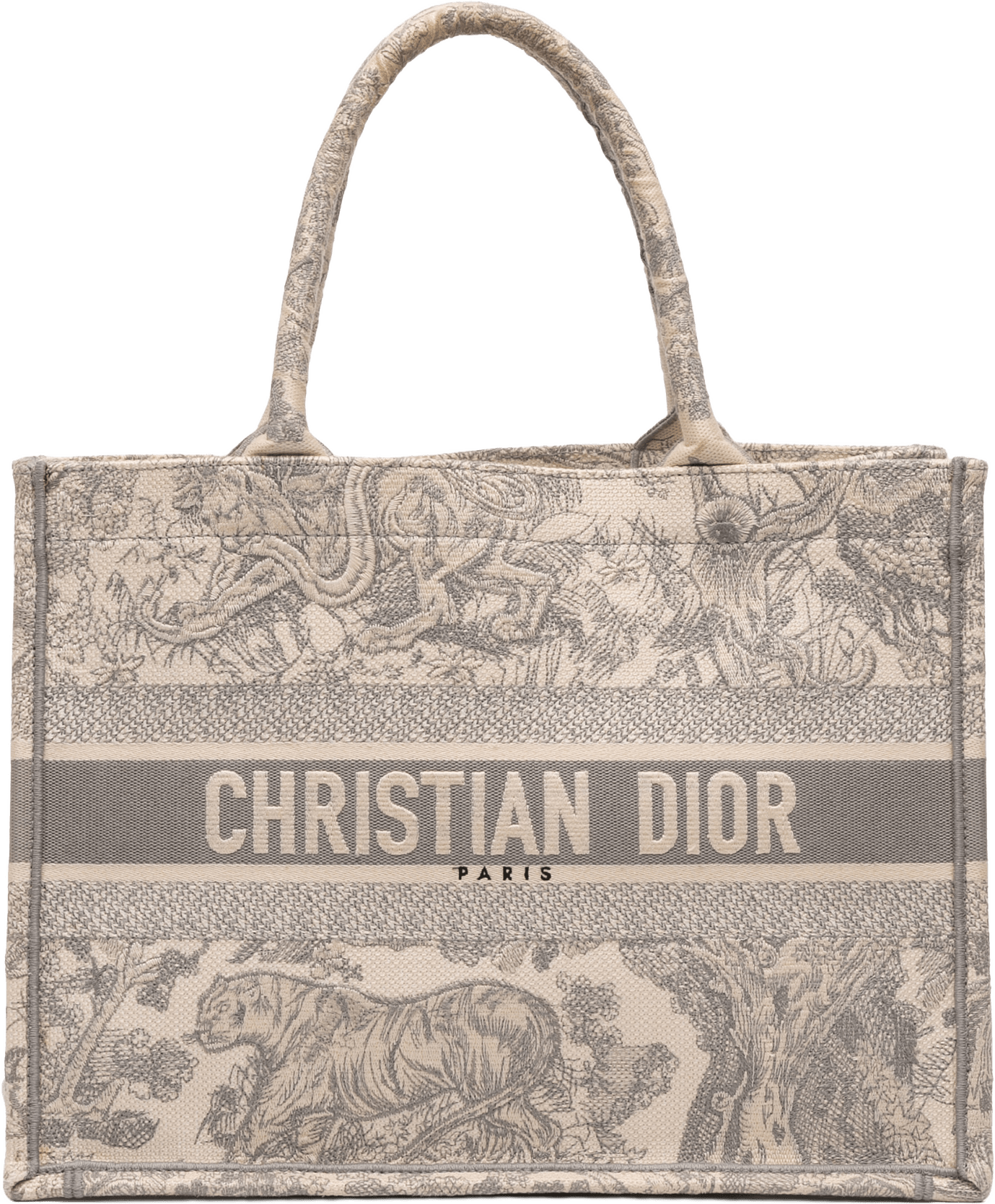 Dior Medium Toile De Jouy Reverse Embroidered Canvas Book Tote, från Luxclusif, i färgen gray.
