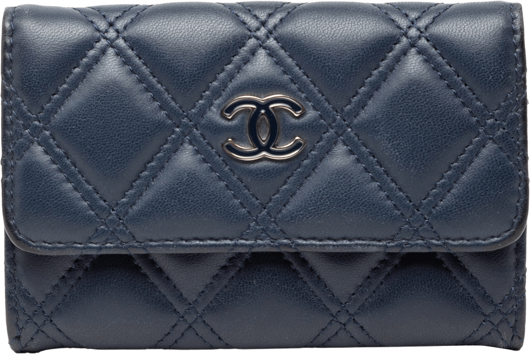 Chanel Cc Double Stitch Lambskin Flap Card Holder, från Luxclusif, i färgen navy.
