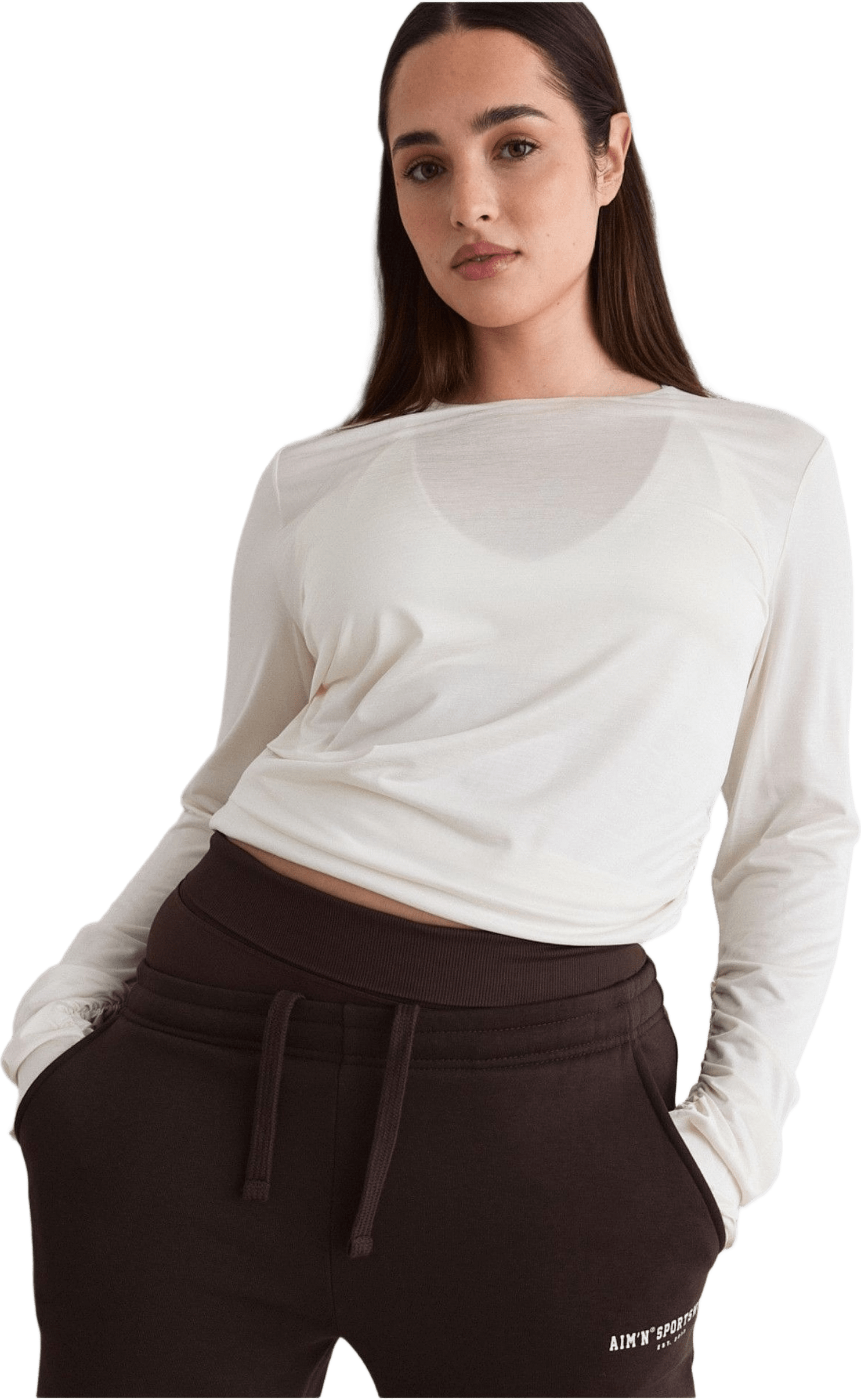 Luminous Draped Long Sleeve, från aim'n, i färgen off white.