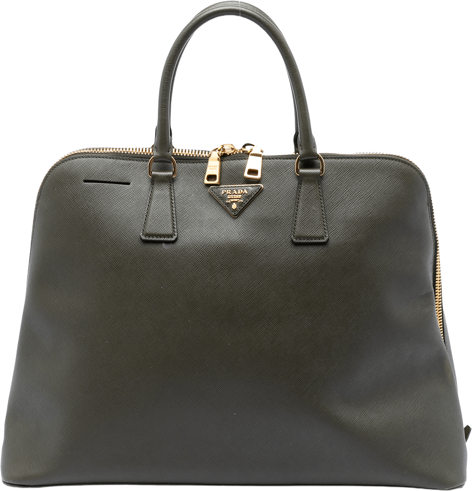 Prada Extra Large Saffiano Lux Promenade Satchel, från Luxclusif, i färgen dark green.
