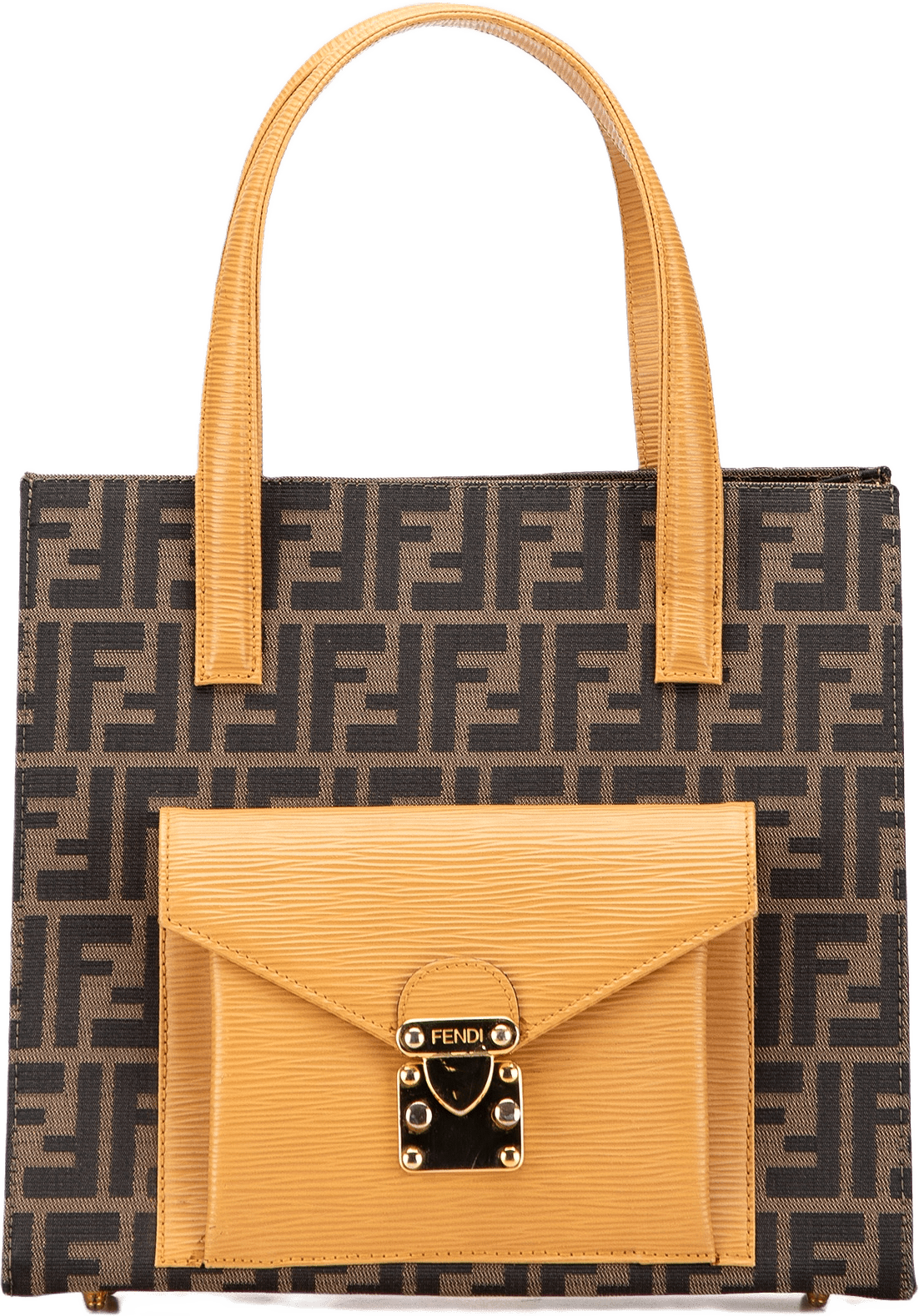 Fendi Zucca Canvas Front Pocket Tote, från Luxclusif, i färgen brown.