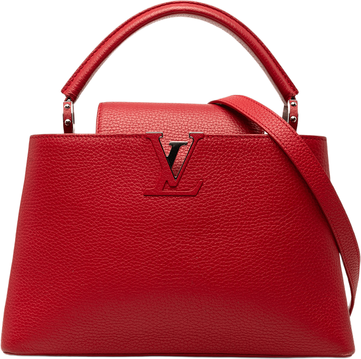 Louis Vuitton Taurillon Capucines Old Mm, från Luxclusif, i färgen röd.