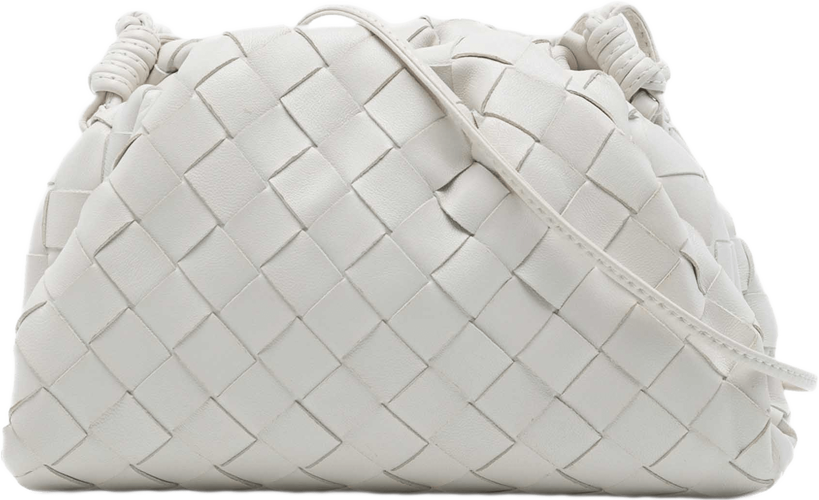 Bottega Veneta Nappa Intrecciato The Mini Pouch Crossbody, från Luxclusif, i färgen vit.