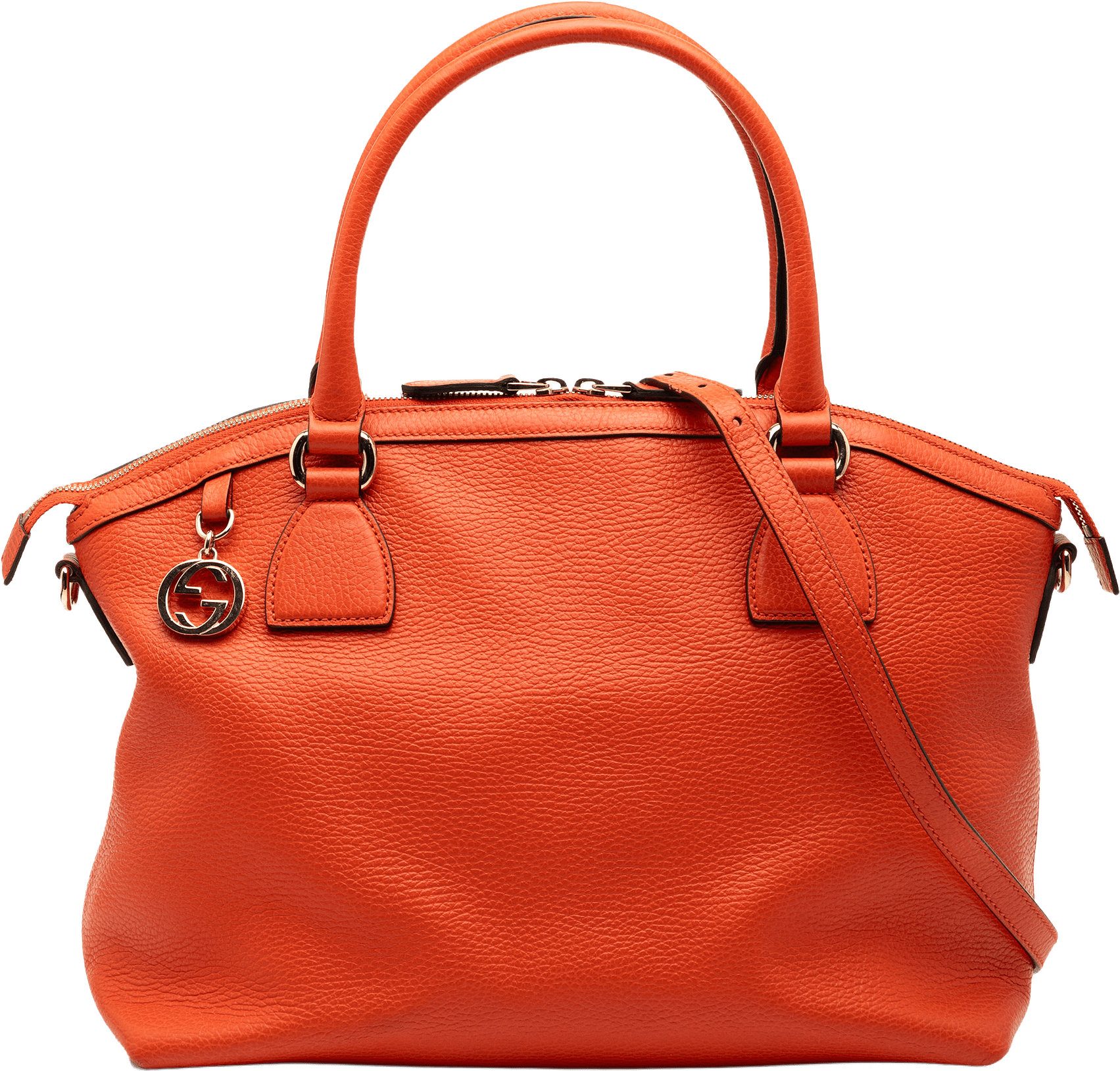Gucci Medium Leather Gg Charm Dome Satchel, från Luxclusif, i färgen orange.