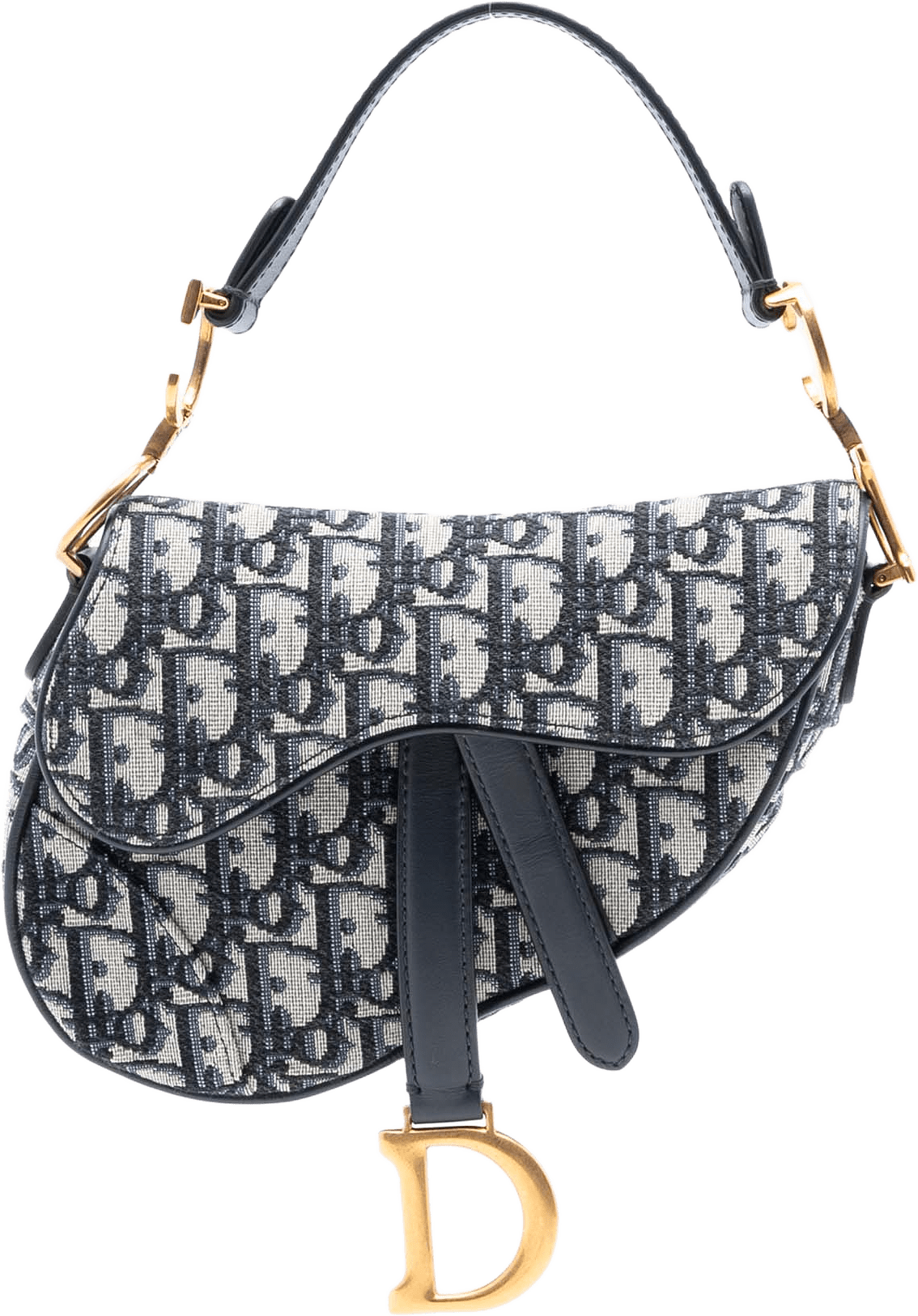 Dior Mini Oblique Canvas Saddle Bag, från Luxclusif, i färgen navy.