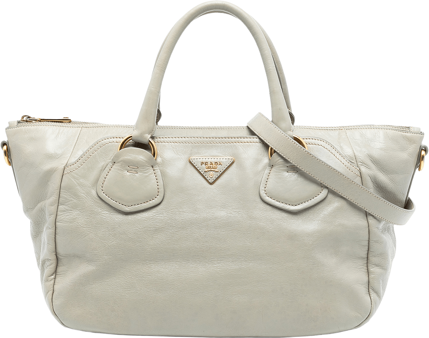 Prada Vitello Shine Satchel, från Luxclusif, i färgen light gray.