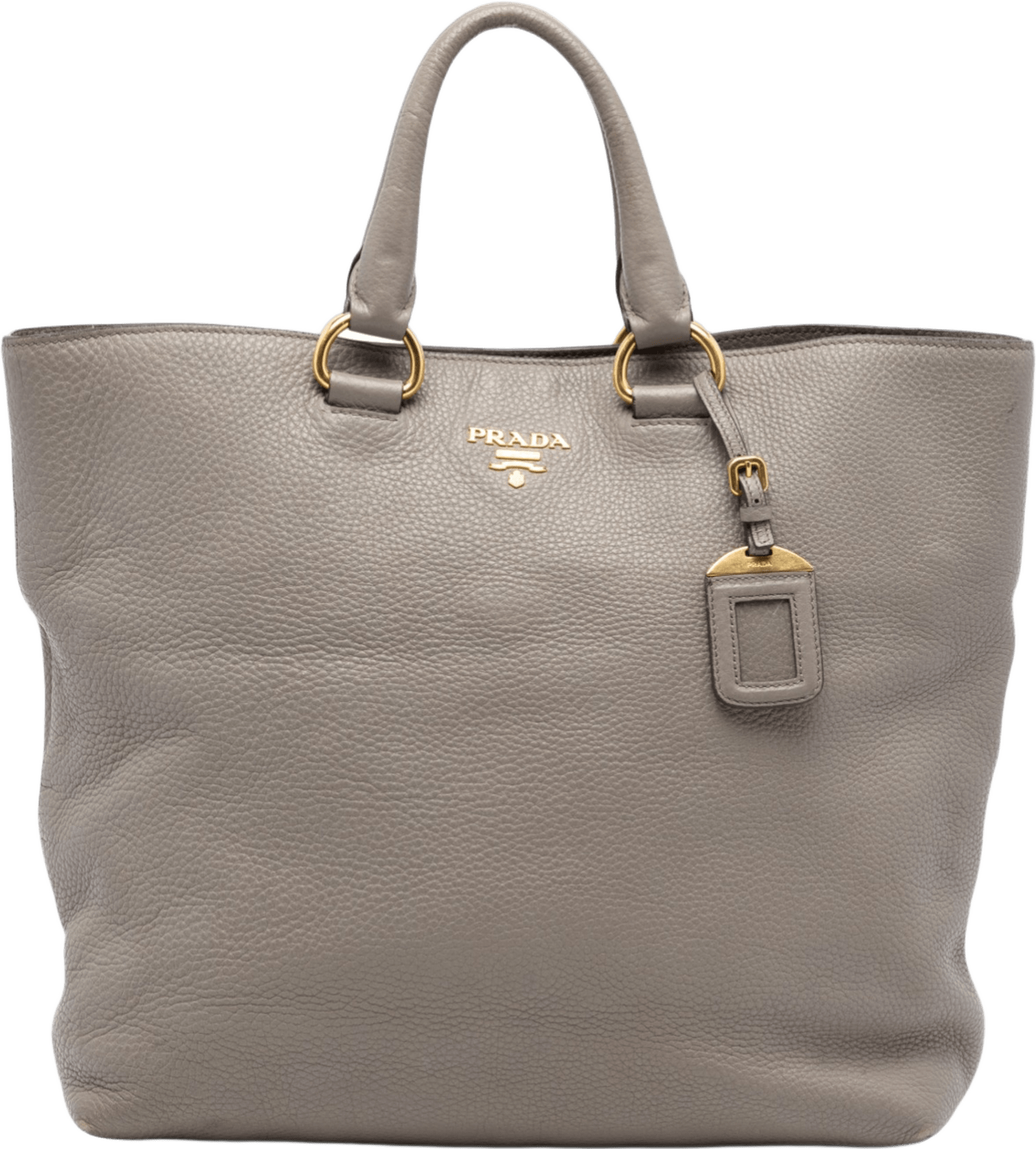 Prada Vitello Daino Open Convertible Tote, från Luxclusif, i färgen gray.