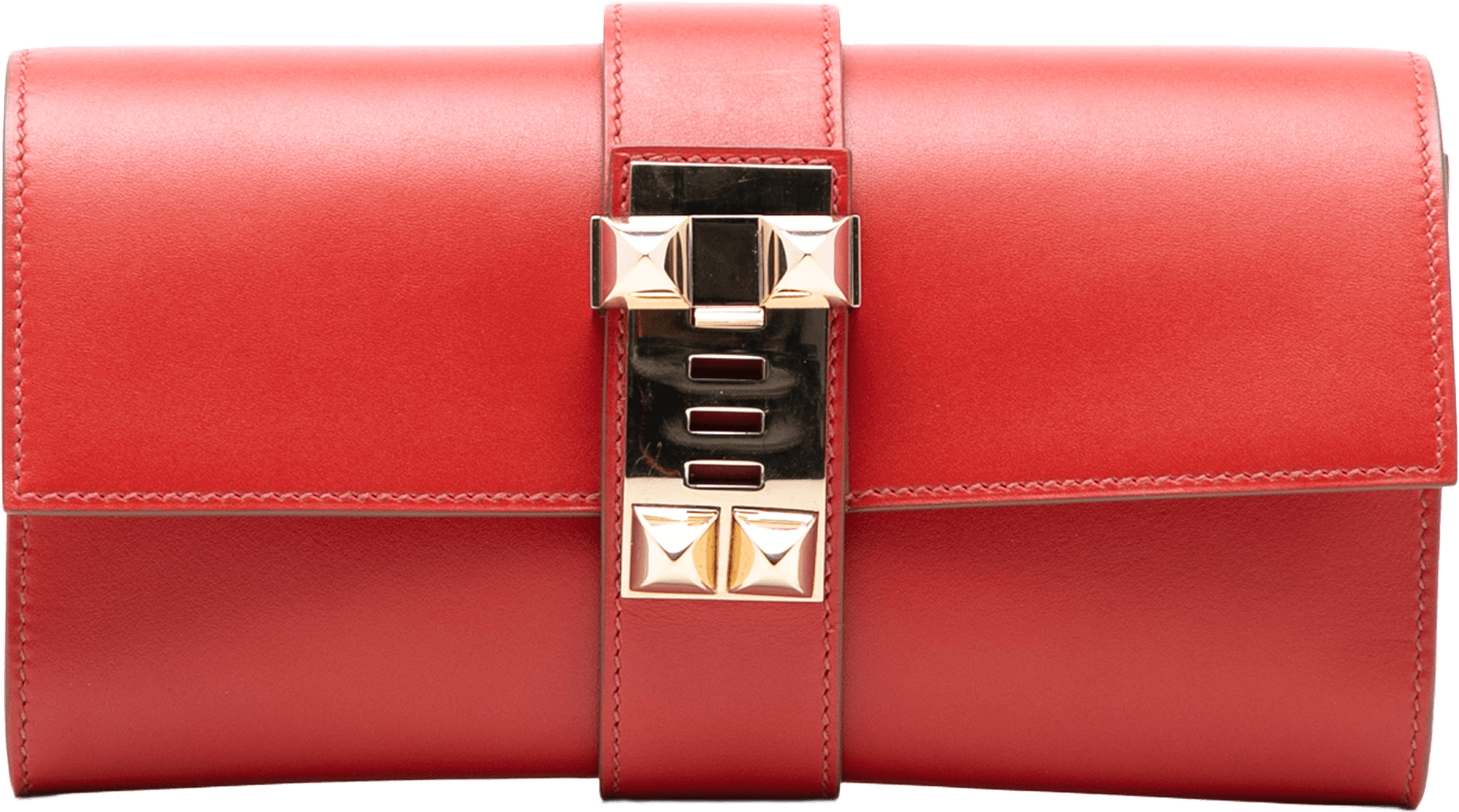 Hermès Tadelakt Medor Clutch 23, från Luxclusif, i färgen red.