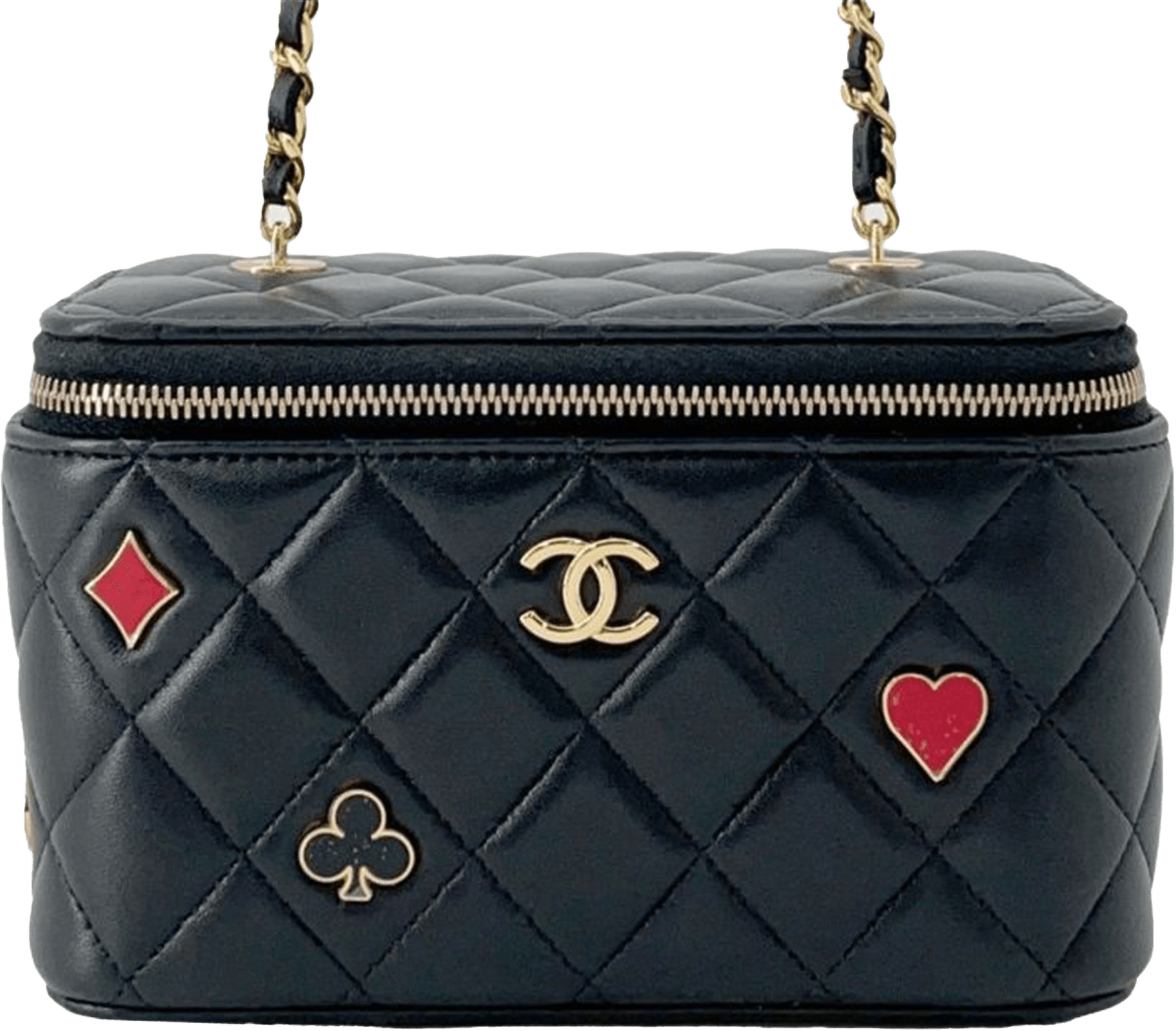 Chanel Lambskin Coco Casino Vanity Case, från Luxclusif, i färgen black.