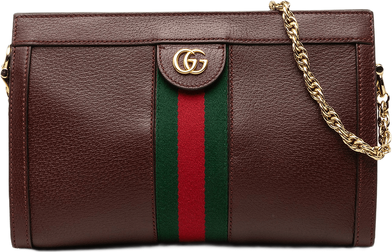 Gucci Small Calfskin Web Ophidia Chain Crossbody, från Luxclusif, i färgen röd.