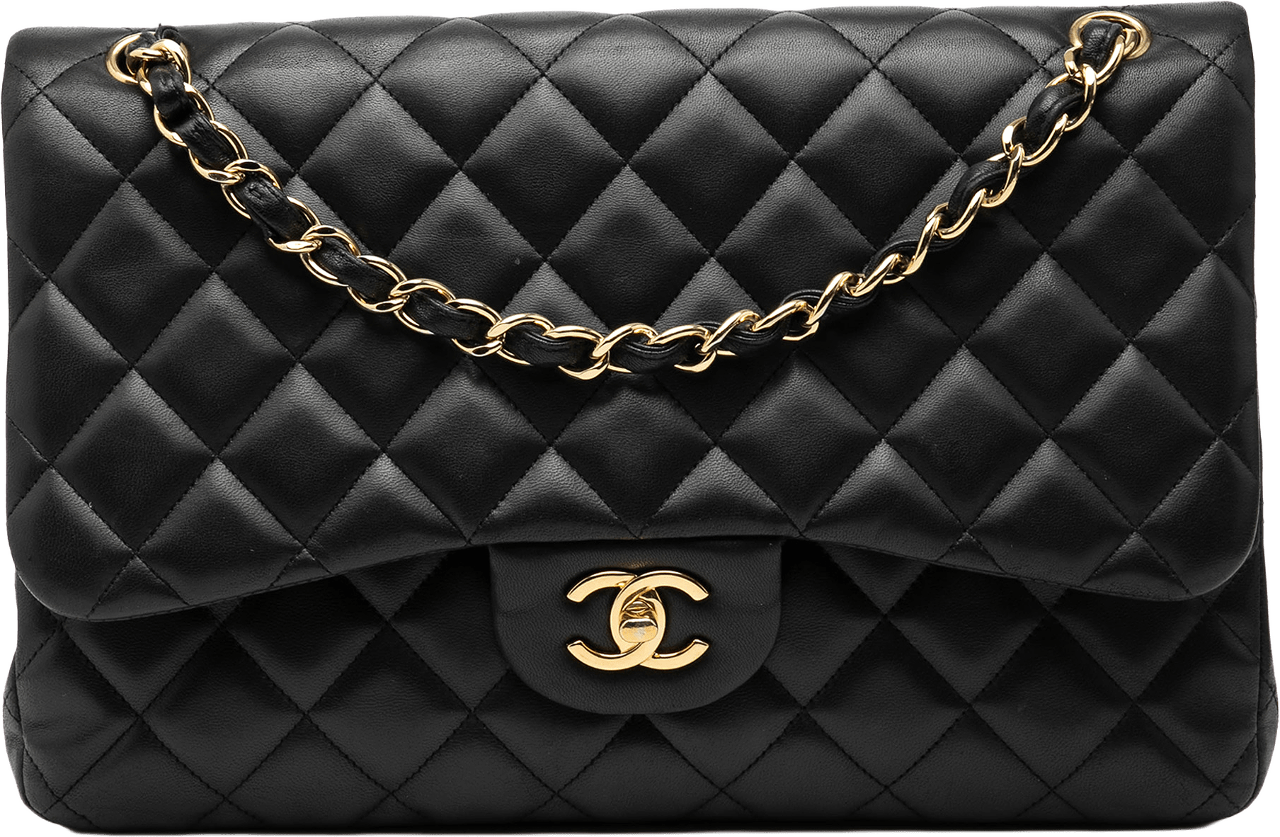 Chanel Jumbo Classic Lambskin Double Flap, från Luxclusif, i färgen black.