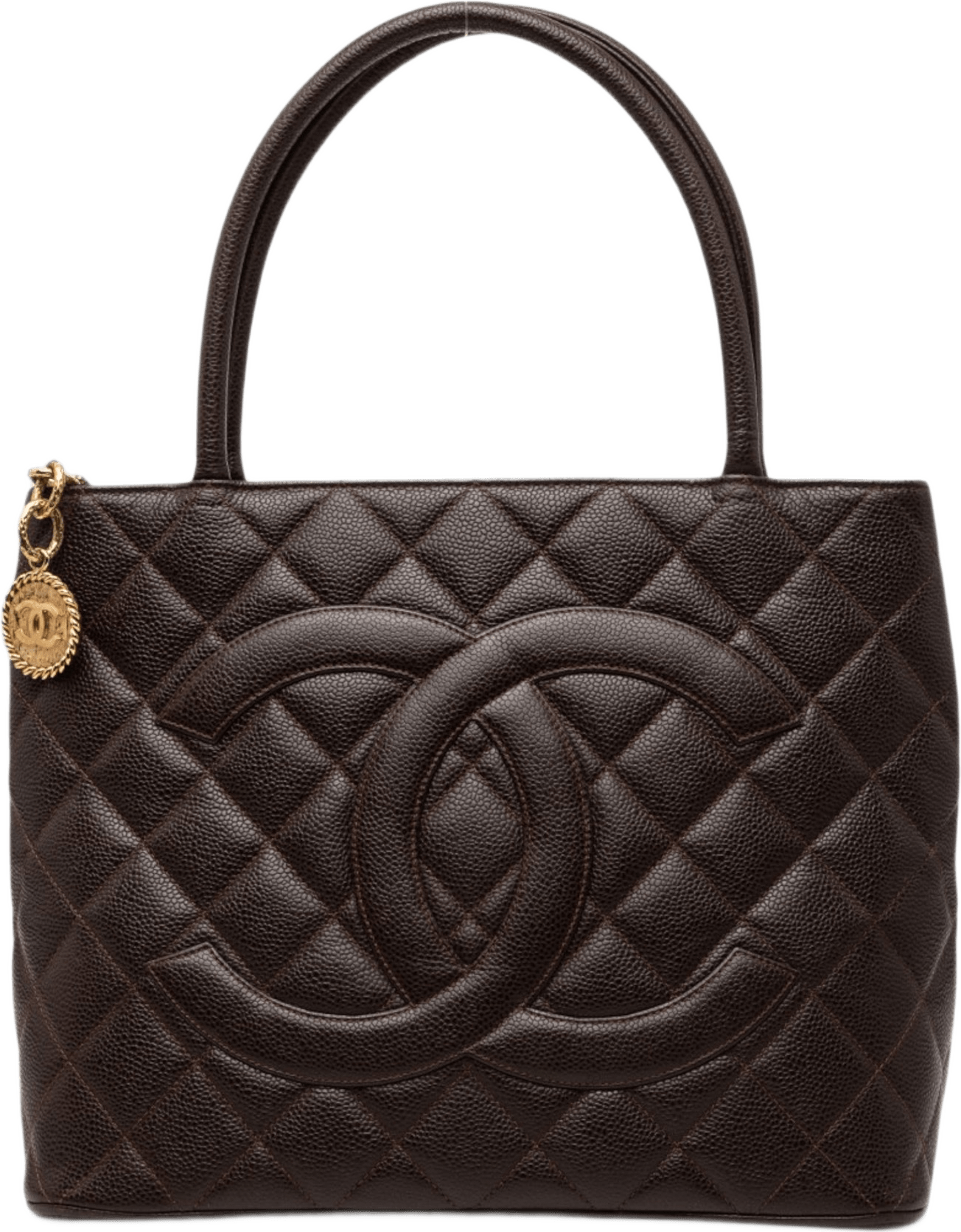 Chanel Caviar Medallion Tote, från Luxclusif, i färgen brun.