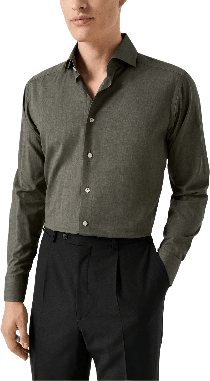 Skjorta I Signature Flanell Contemporary Fit, från Eton, i färgen dark green.