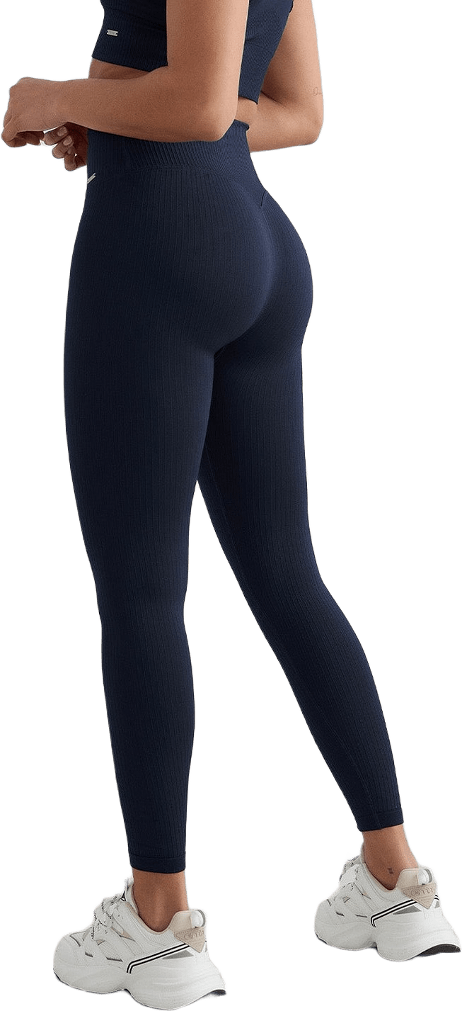 Ribbed Seamless Petite Tights, från aim'n, i färgen navy.