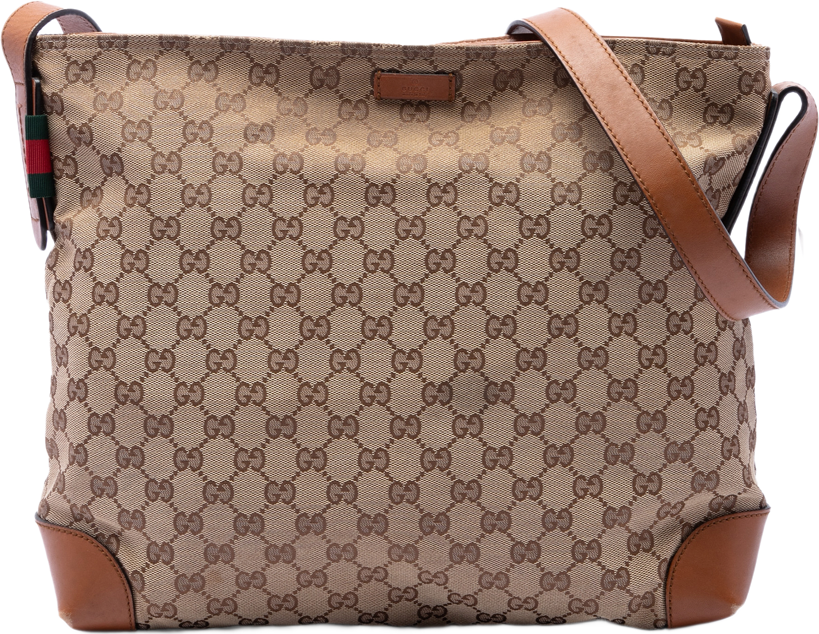 Gucci Gg Canvas Web Crossbody, från Luxclusif, i färgen beige.