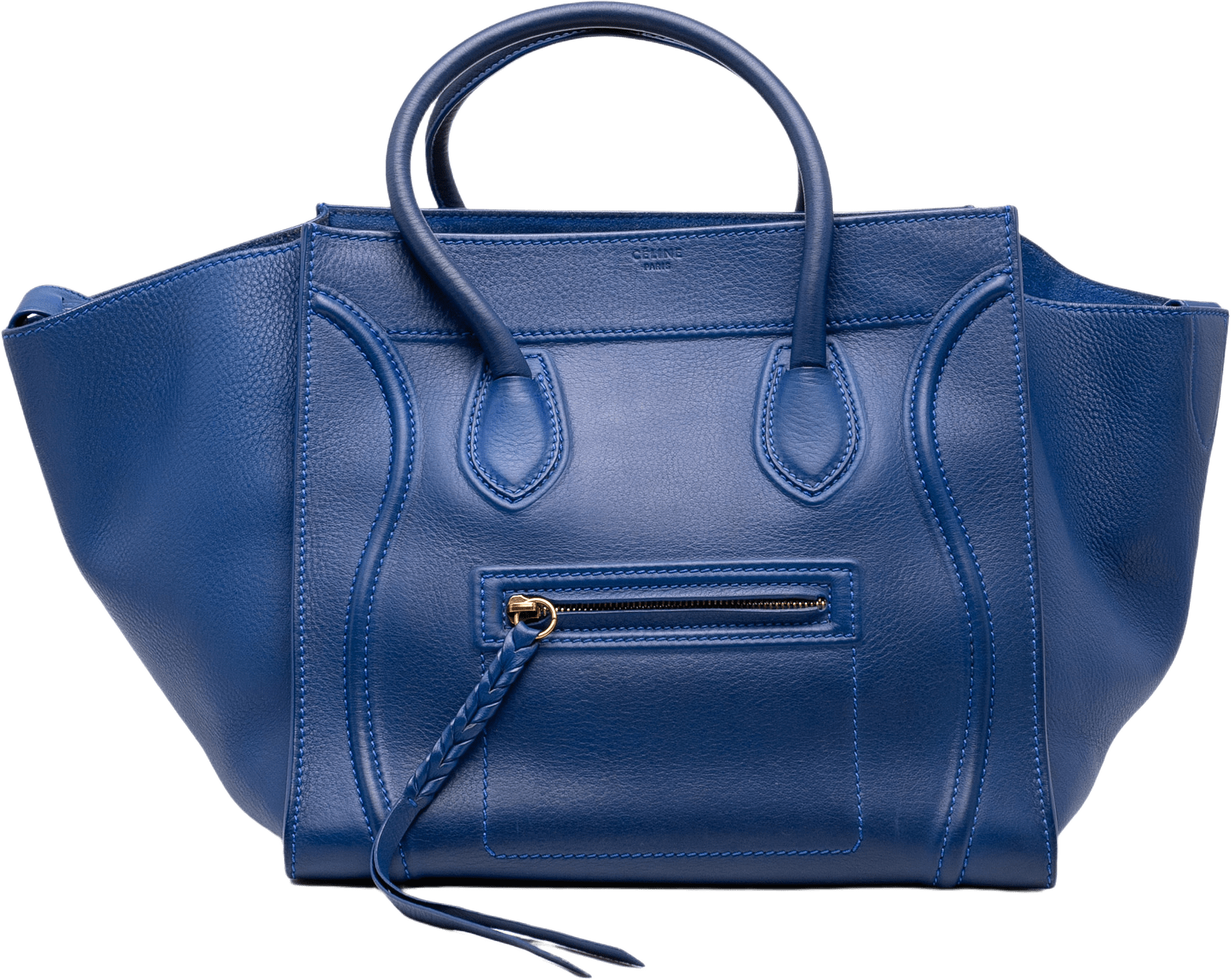 Celine Medium Grained Calfskin Phantom Luggage Tote, från Luxclusif, i färgen blue.