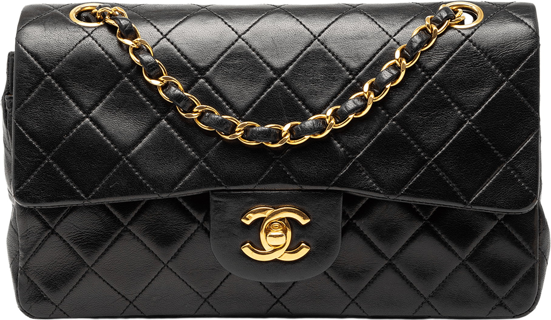 Chanel Small Classic Lambskin Double Flap, från Luxclusif, i färgen black.