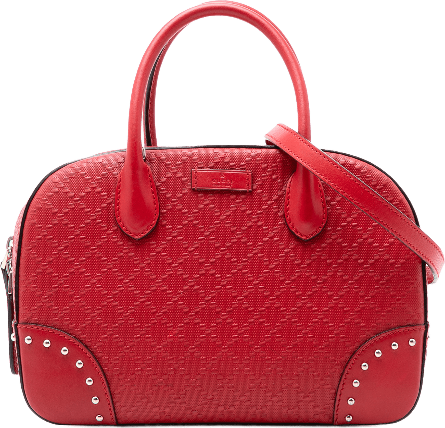 Gucci Diamante Bright Leather Satchel, från Luxclusif, i färgen red.