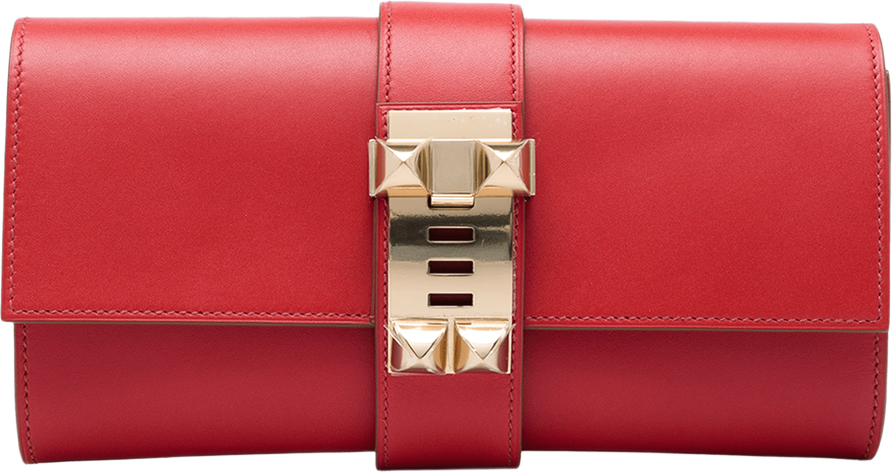 Hermès Tadelakt Medor Clutch 23, från Luxclusif, i färgen röd.