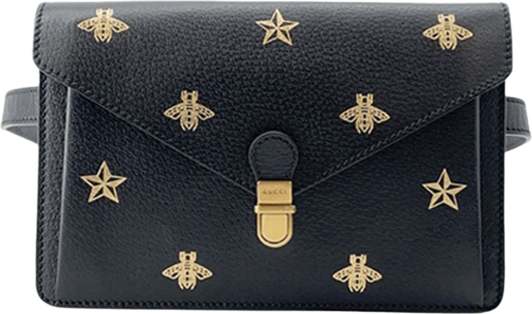 Gucci Leather Bee Star Belt Bag, från Luxclusif, i färgen black.