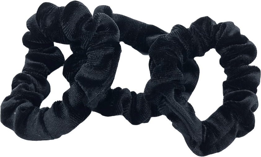 3-pack Mini Sammets-scrunchies, från Complement, i färgen black.