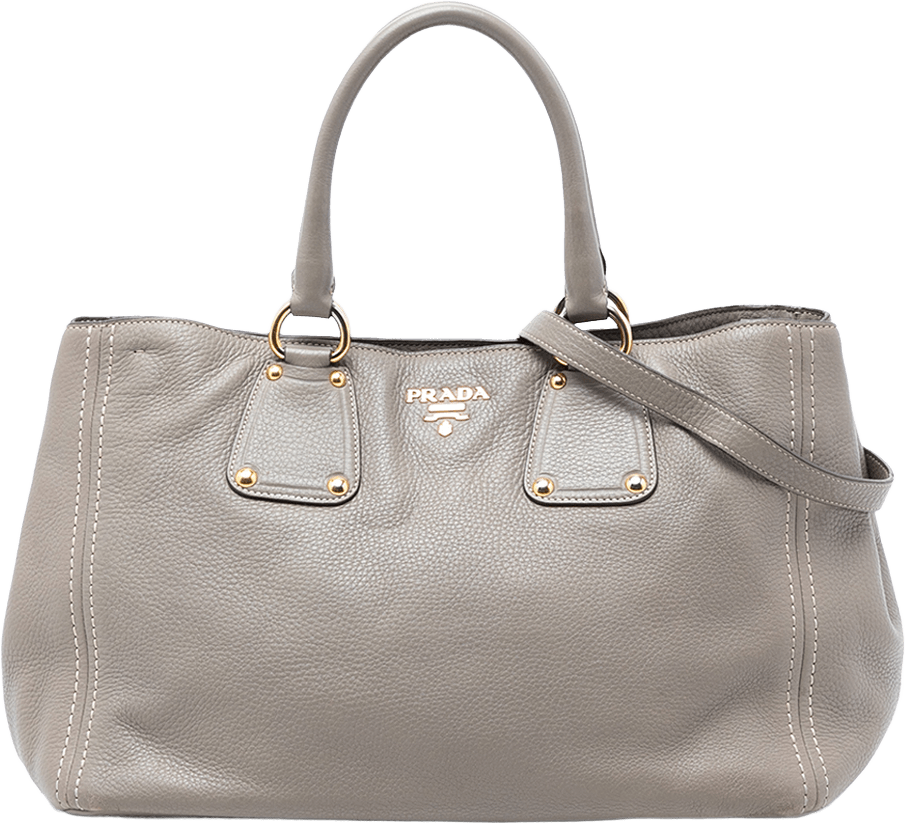 Prada Vitello Daino Open Convertible Tote, från Luxclusif, i färgen light gray.