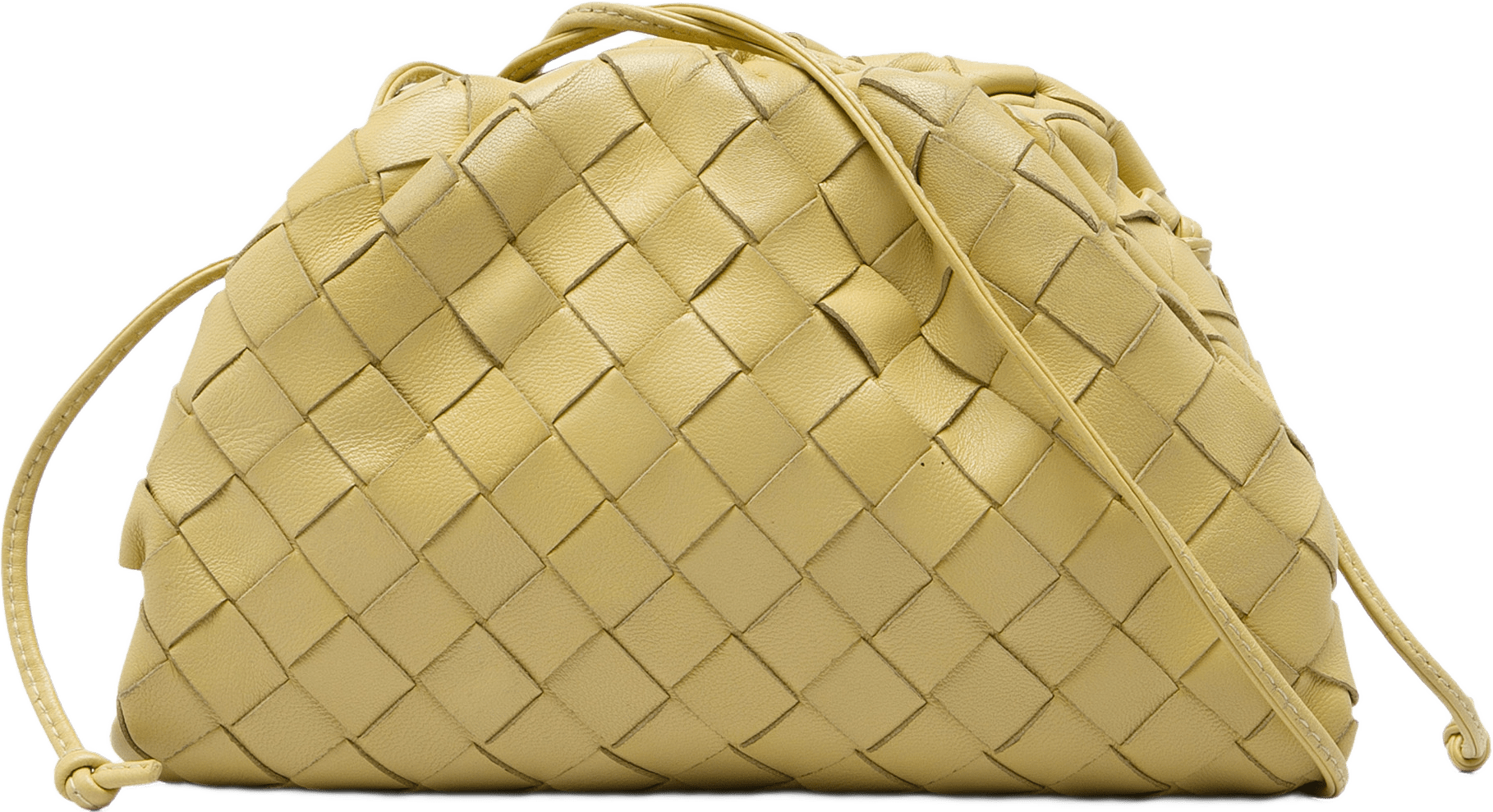 Bottega Veneta Nappa Intrecciato The Mini Pouch Crossbody, från Luxclusif, i färgen gul.