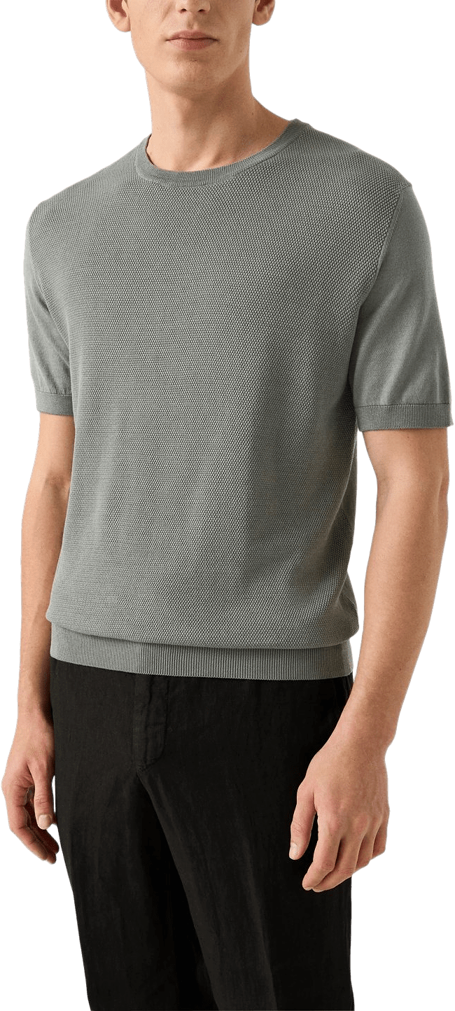 T-shirt Med Strukturerad Crew Neck, från Eton, i färgen mid grey.