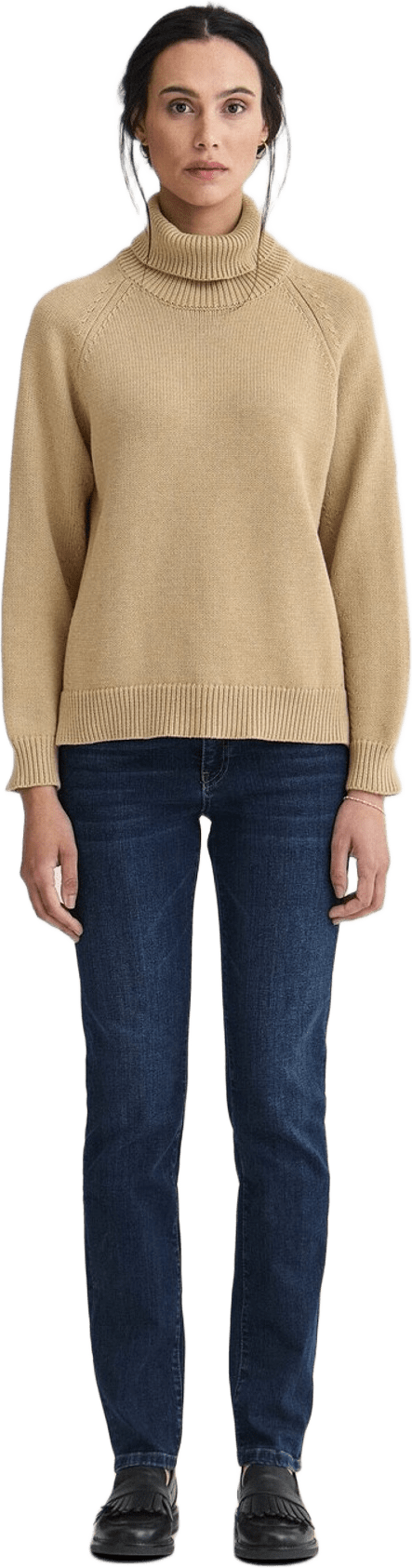 Stickad Polotröja Iris, från Newhouse, i färgen beige.
