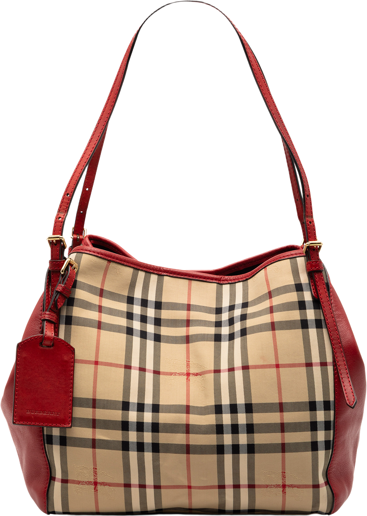 Burberry Small Haymarket Check Canvas And Leather Canterbury Tote, från Luxclusif, i färgen beige.