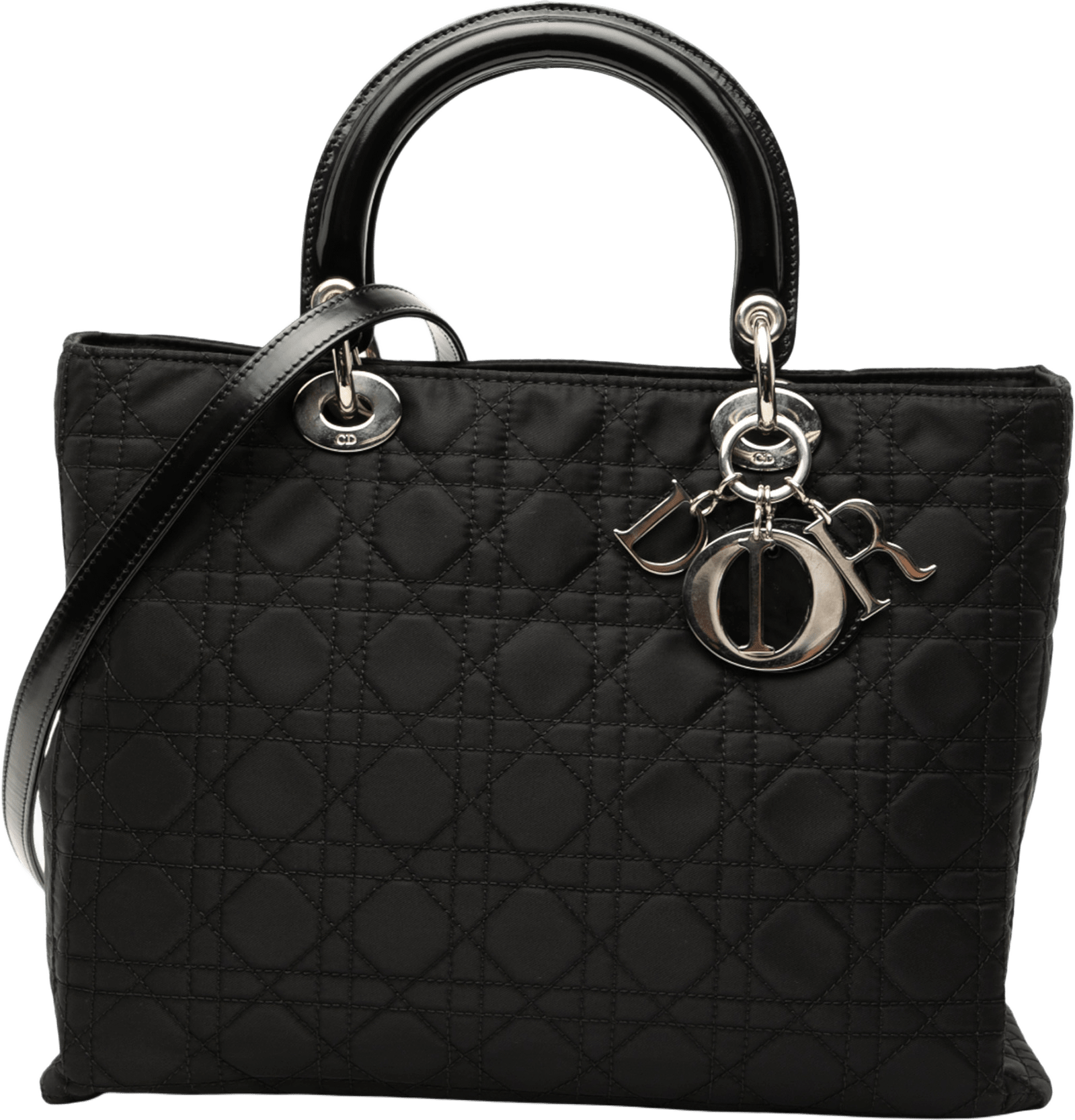 Dior Large Nylon Cannage Lady Dior, från Luxclusif, i färgen black.