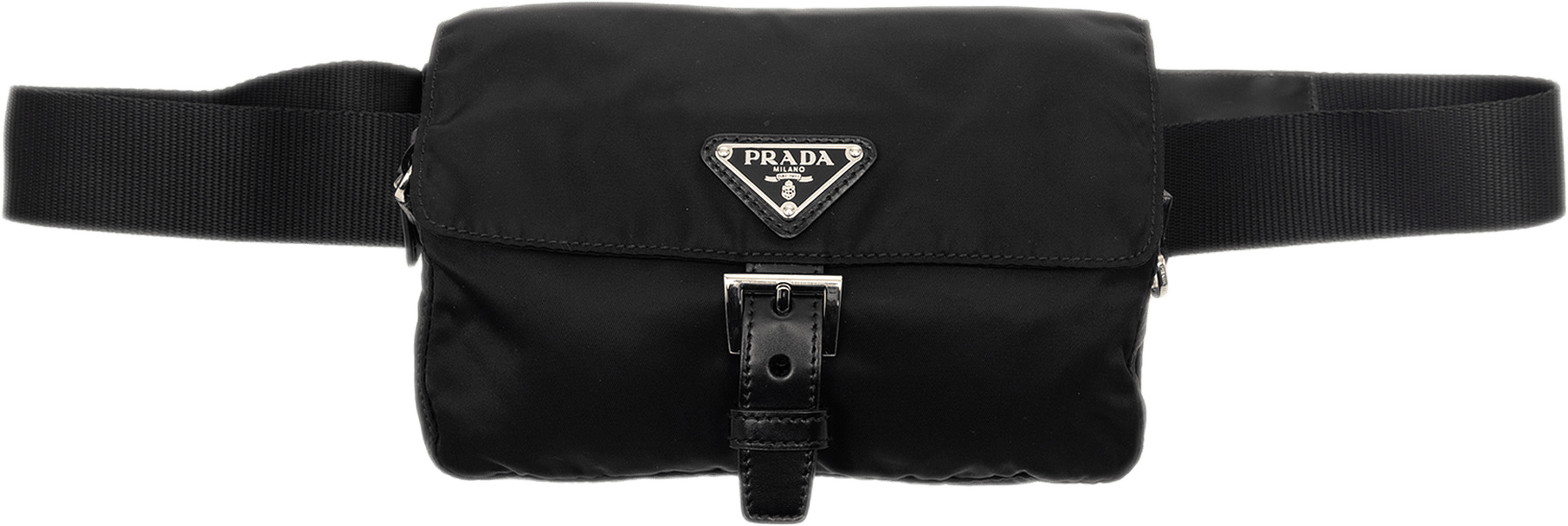 Prada Tessuto Buckle Belt Bag, från Luxclusif, i färgen black.