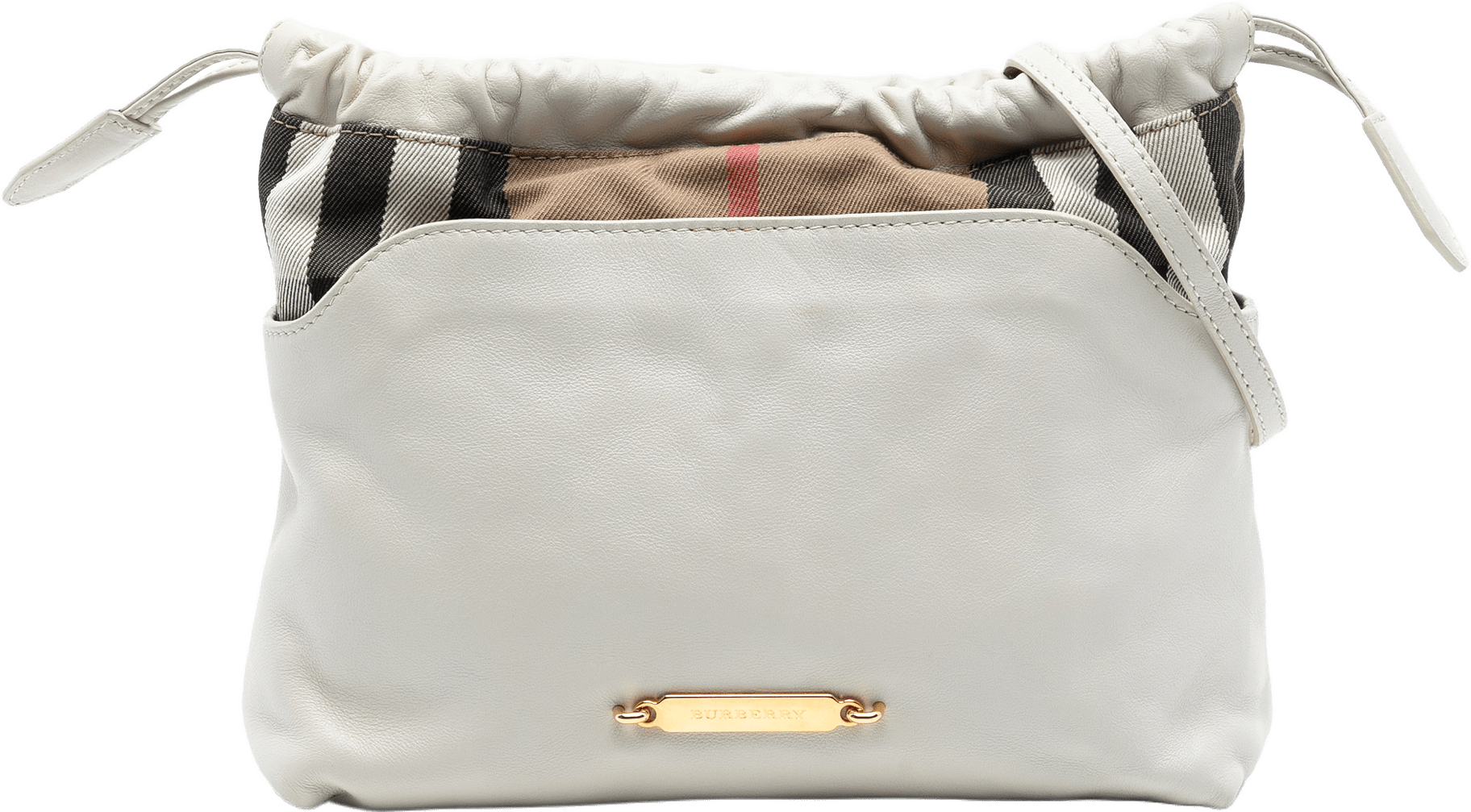 Burberry House Check Canvas And Calfskin Little Crush Crossbody, från Luxclusif, i färgen white.