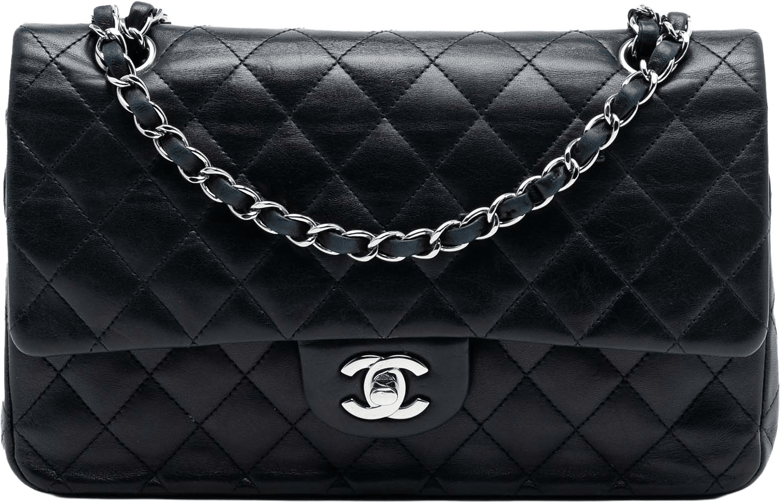 Chanel Medium Classic Lambskin Double Flap, från Luxclusif, i färgen black.