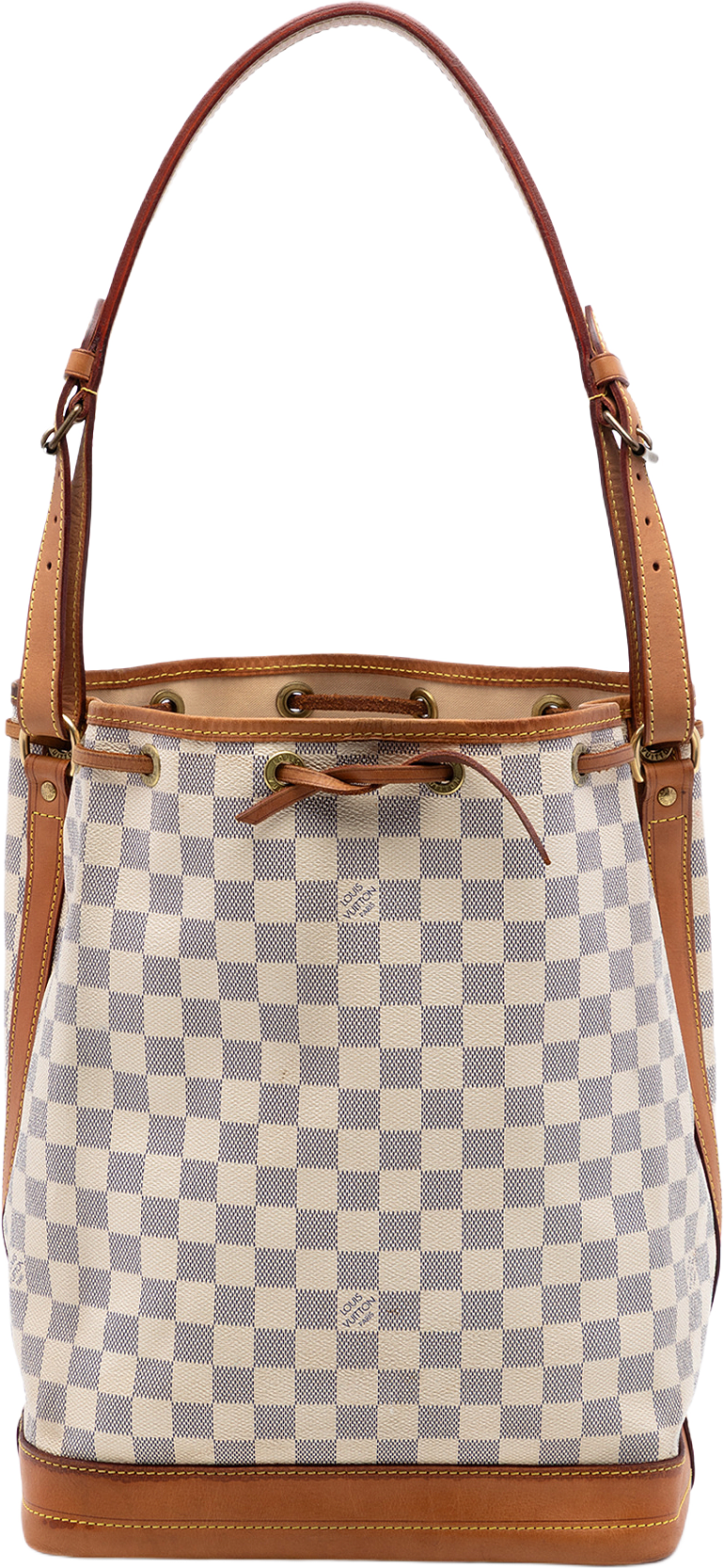 Louis Vuitton Damier Azur Noe Gm, från Luxclusif, i färgen white.