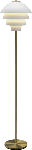 Golvlampa Valencia, från Belid, i färgen mattvit/mässing.